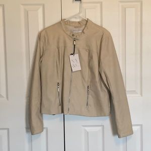 New York and Company faux leather jacket. Bone color. New with tags.